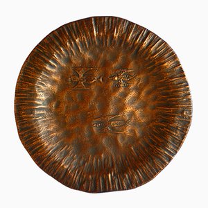 Plato decorativo italiano de cobre de Bragalini, años 50