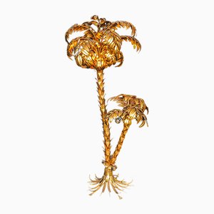 Lampada da tavolo dorata a forma di palma di Hans Kögl, anni '70
