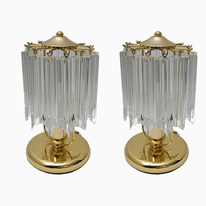 Lampade da tavolo Quadriedri in vetro di Murano, Italia, anni '70, set di 2