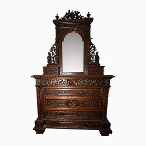 Antique Italian Walnut Dresser with Mirror