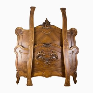 Vintage Rococo Style French Carved Walnut Bed Frame, 1920s