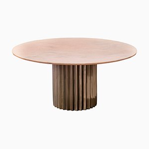 Round Pink Marble and Cast Bronze Pedestal Doris Dining Table by Fred & Juul