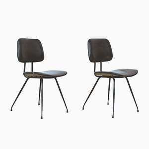 Set of Italian Steel and Wood Model D12 Dining Chairs by Mario Rinaldi for Rima, 1950s