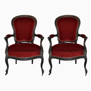 Antique Louis Philippe Style Italian Lounge Chairs, Set of 2