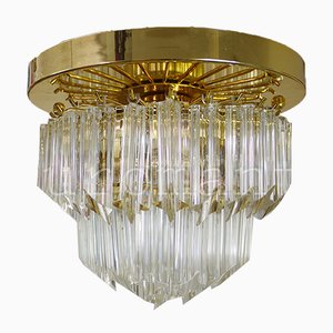 Gold-Plated & Crystal Chandelier by Paolo Venini for Camer, Italy, 1970s