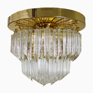 Lámpara de araña bañada en oro y cristal de Paolo Venini para Camer, Italia, años 70