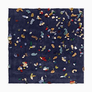 Tappeto piccolo Chaos in lino blu di Emko