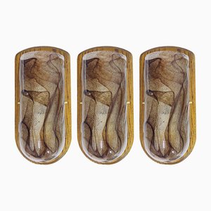 Murano Glass & Wood Sconces from Kaiser Idell / Kaiser Leuchten, 1960s, Set of 3