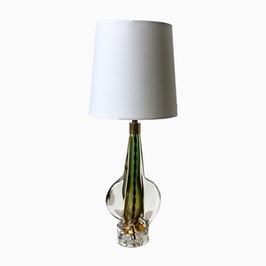 Lámpara de mesa italiana vintage de cristal de Murano, años 70