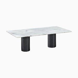 White Carrara Marble & Cast and Blackened Bronze Doris Dining Table by Fred & Juul