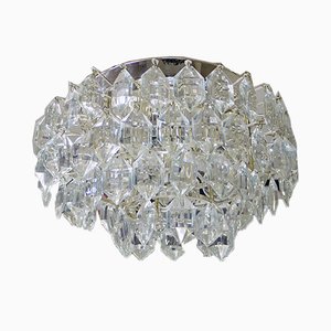 Austrian Crystal and Silver Plated Nickel Ceiling Lamp from Bakalowits & Söhne, 1950s