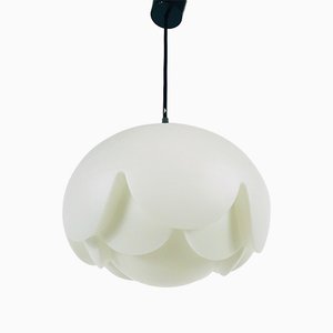 Deutsche deutsche Deckenlampe aus weißem Opalglas von Peill und Putzler, 1970er