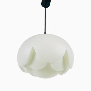 German White Opaline Glass Ceiling Lamp from Peill and Putzler, 1970s