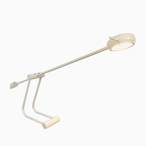Lámpara de mesa italiana ajustable de metal blanco, años 80