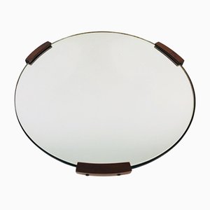 Italian Round Wooden Wall Mirror, 1960s