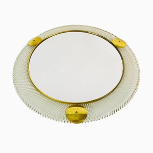 Mid-Century Italian Round Metal and Brass Mirror, 1960s