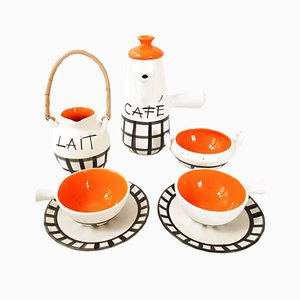 Mid-Century French Ceramic Coffee Set by Lili, 1950s, Set of 7