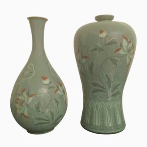 Vases en Porcelaine de Corée, 1960s, Set de 2