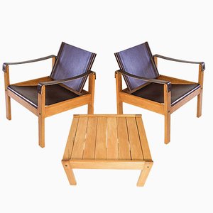 Armchairs and Coffee Table by Karl Heinz Bergmiller for Escriba Brazil, 1959, Set of 3