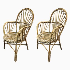 Set of Rattan Armchairs, 1950s