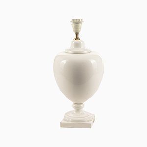 Lámpara de mesa italiana de cerámica blanca, años 80