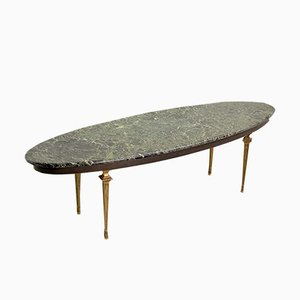 French Marble and Brass Coffee Table, 1950s