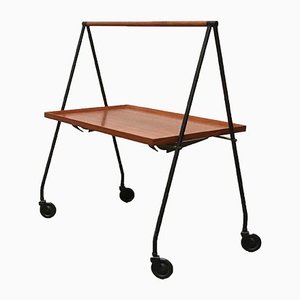 Mid-Century Teak Foldable Serving Cart