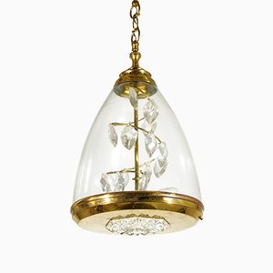Italian Glass and Brass Pendant Lamp, 1950s