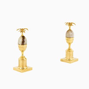 Gilt Brass and Onyx Table Lamps, 1970s, Set of 2