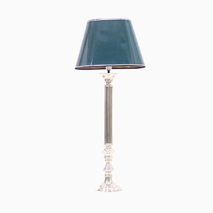 Neoclassical Brass and Green Lacquer Table Lamp, 1970s