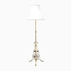 Art Nouveau Brass and Copper Floor Lamp