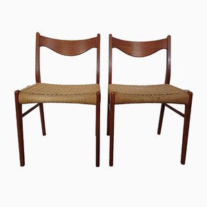 Esszimmerstühle aus Teak & Papierkordelgeflecht von Ejner Larsen für Glyngore Stolefabrik, 1960er, 2er Set