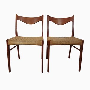 Set of Teak & Paper Cord Dining Chairs by Ejner Larsen for Glyngore Stolefabrik, 1960s