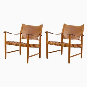 Mid-Century Safari Lounge Chairs, Set of 2