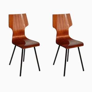 Set of Italian Plywood Dining Chairs, 1950s