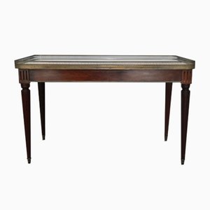 Antique Italian Carrara Marble, Mahogany, and Brass Coffee Table