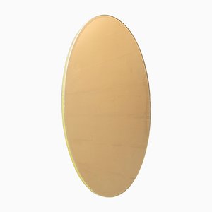 Italian Bronze Brass Oval Mirror, 1970s