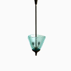 Lámpara colgante Art Déco de cristal de Murano azul de Barovier, años 30