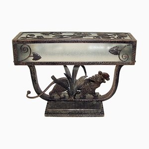 Lampada da tavolo Art Déco in ferro battuto di Paul Kiss, Francia, anni '30