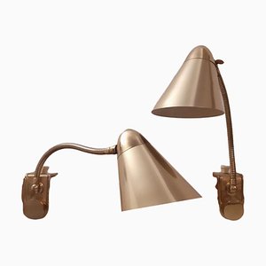 Mid-Century Brass Table Lamps, Set of 2