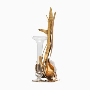 Crystal and Brass Vase by Marc D'Haenens, 1980s