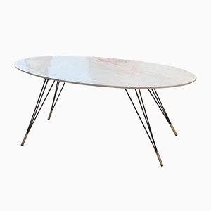 Table Basse en Marbre, Métal et Laiton, années 50