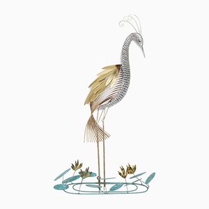 Scultura Heron in ottone di Curtis Jere, anni '80