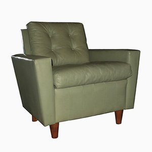 Mid-Century Pistachio Leather Lounge Chair