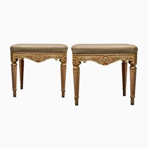 Lackierte italienische Bänke im Louis XVI-Stil