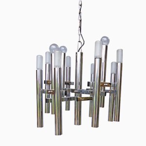 Chromed Ceiling Lamp by Gaetano Sciolari, 1970s