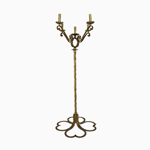 Mid-Century French Gilt Wrought Iron Floor Lamp, 1950s