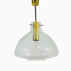 Mid-Century Brass and Ice Glass Pendant Lamp from Doria Leuchten, 1960s