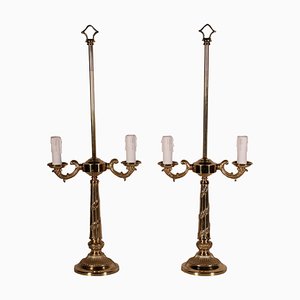 Vintage Italian Brass Table Lamps, Set of 2