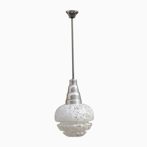 Italian Aluminium & Glass Ceiling Lamp, 1960s